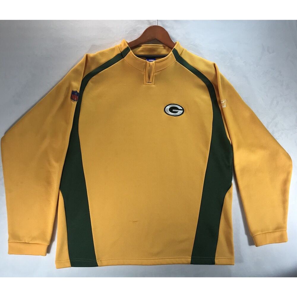Reebok Green Bay Packers Mens Yellow Training Sweatshirt Size L Style 8172A 06
